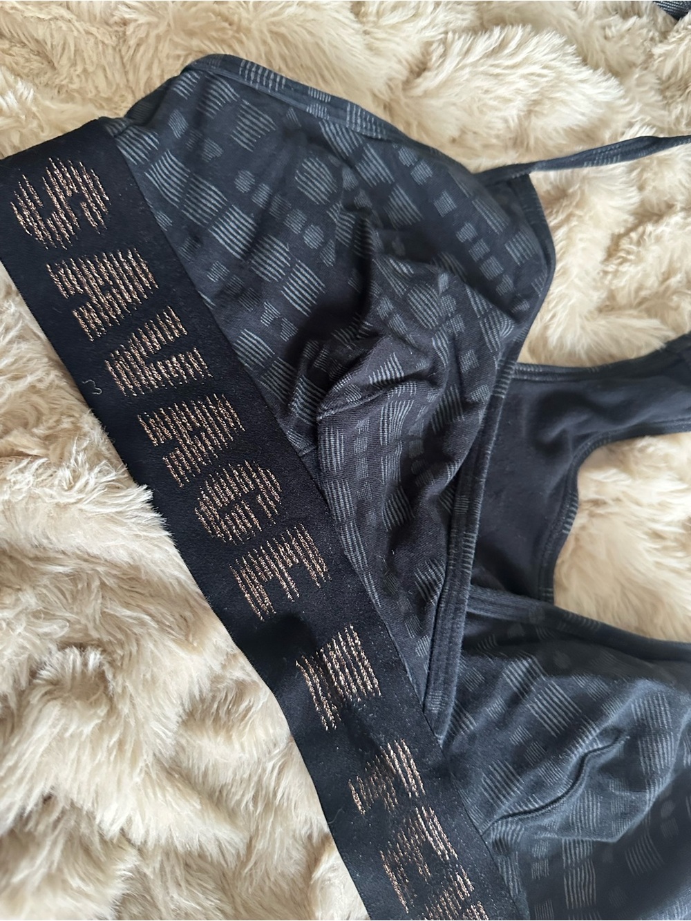 Savage X Fenty Black Sports Bralette with Metallic Logo Band